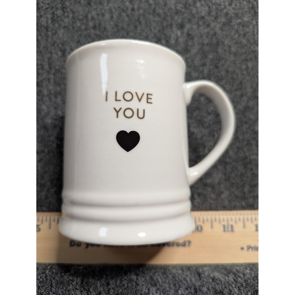 Fringe Studio I Love You Heart Ceramic Coffee Mug White‎ Gold Black Valentine G